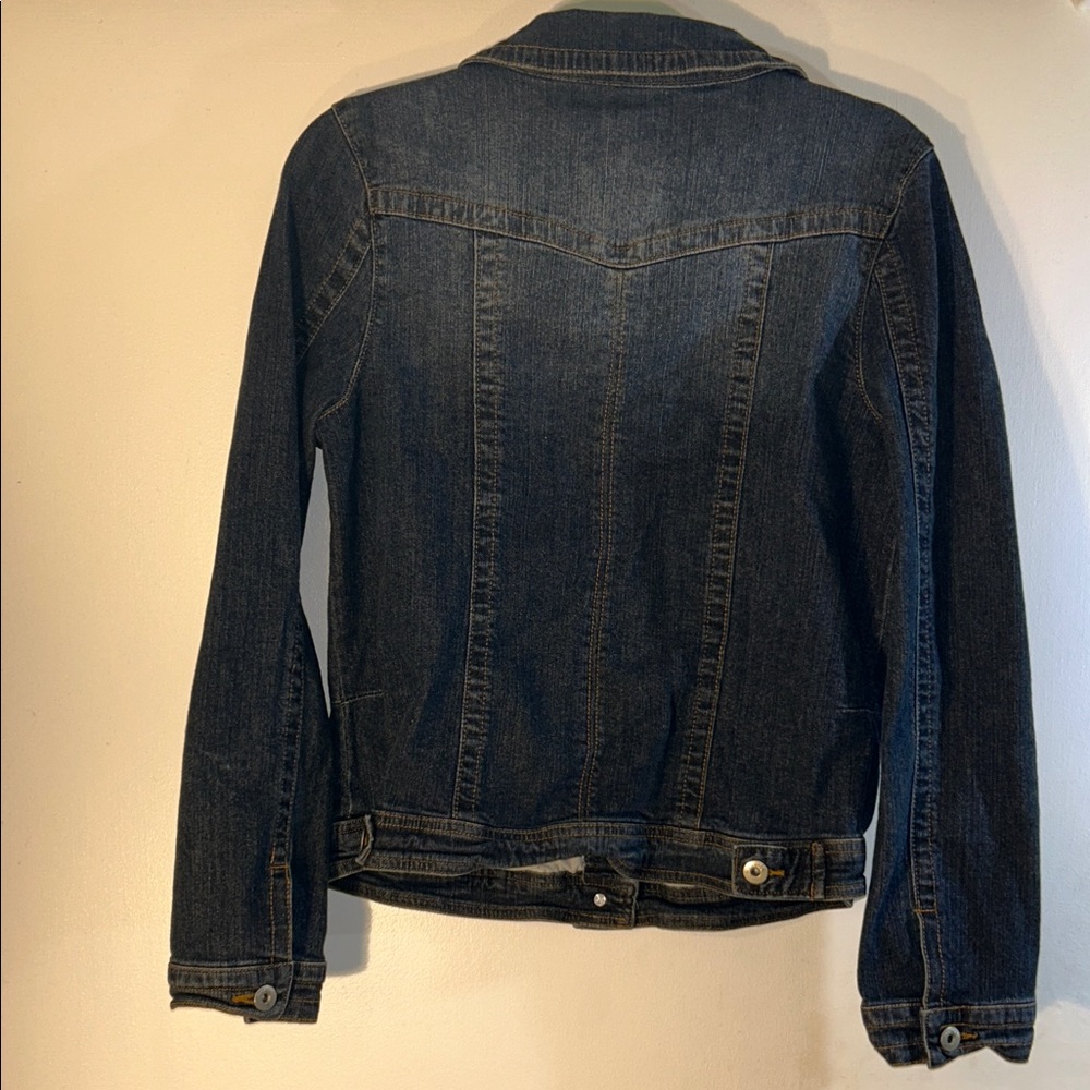 ONE WORLD Dark Blue Jean Jacket with Button Details - Picture 2 of 3